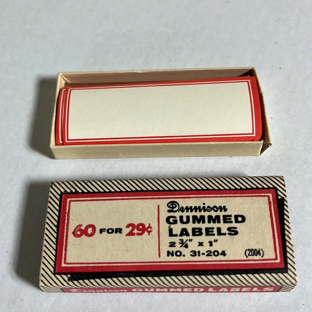Dennison gummed labels 60 count vintage